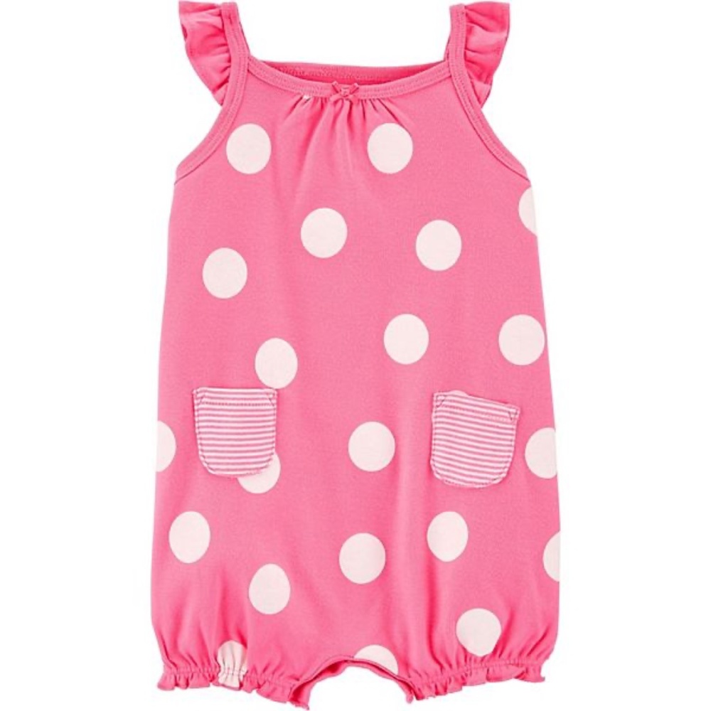 Carter's Baby Girls Pink Crab Cotton Romper  NWT